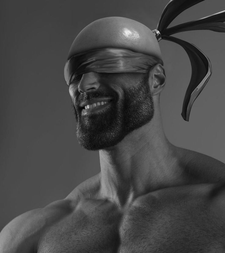 bald giga chad blindfolded
