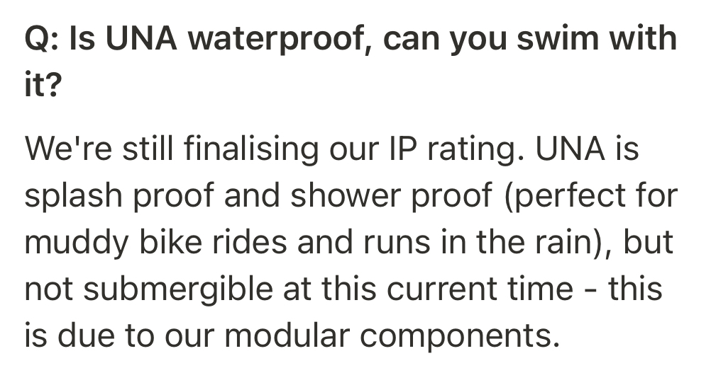 waterproof rating tbd but currently not submersible