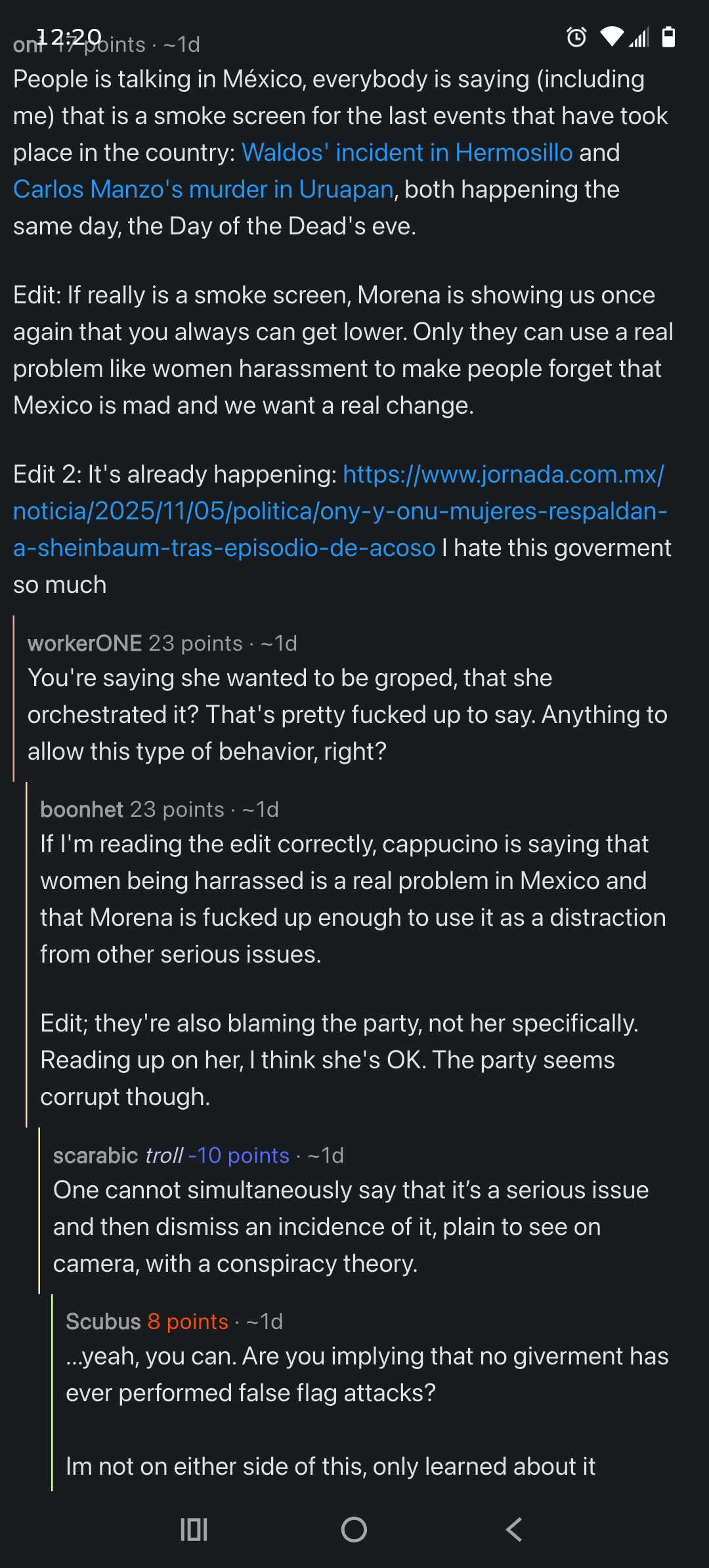 Not a single person here stated that the sexual assault was in any way acceptable