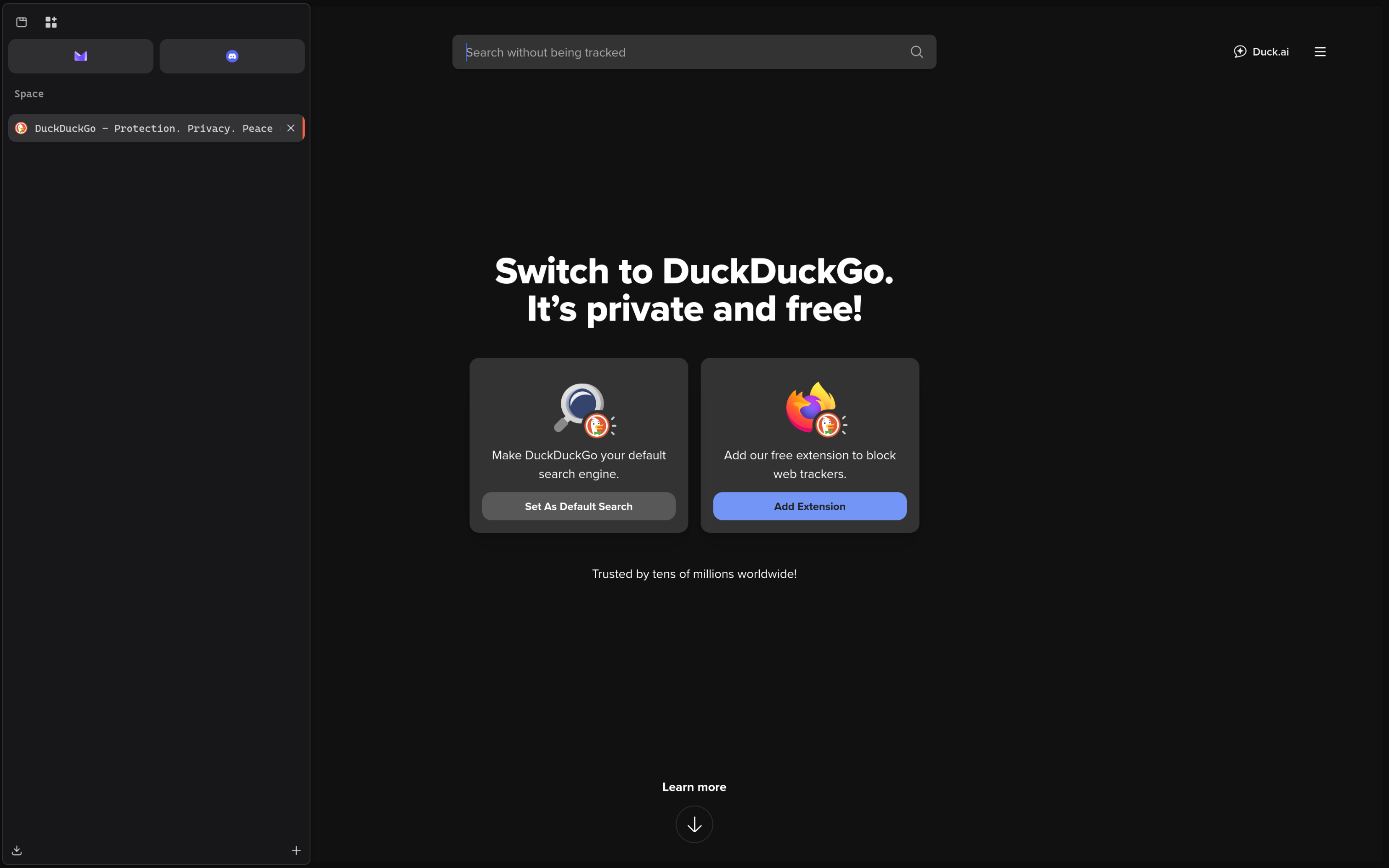 Same page but now I've moused over to access my tabs